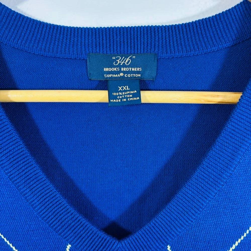 Brooks‎ Brothers 346 Sweater Vest Mens Blue Argyle Diamond Supima Cotton XXL